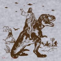 Jesus Riding Dinosaur Ufo Funny Women's Sweatshirt thumb 2
