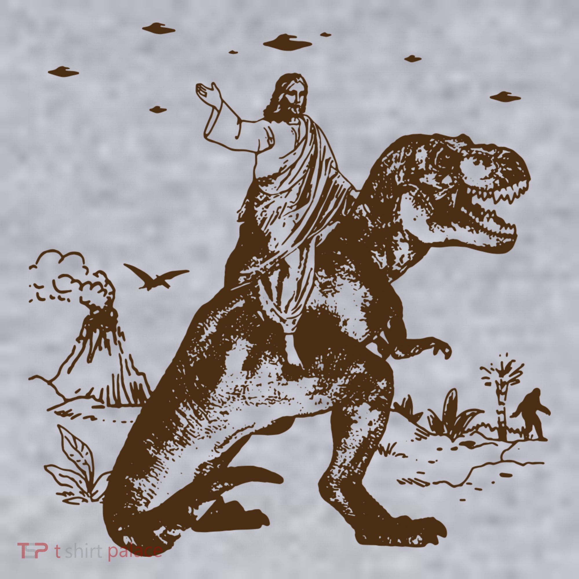 Jesus Riding Dinosaur Ufo Funny Women's Sweatshirt