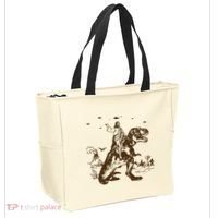 Jesus Riding Dinosaur Ufo Funny Tote Bag thumb 2
