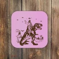 Jesus Riding Dinosaur Ufo Funny Coaster thumb 0