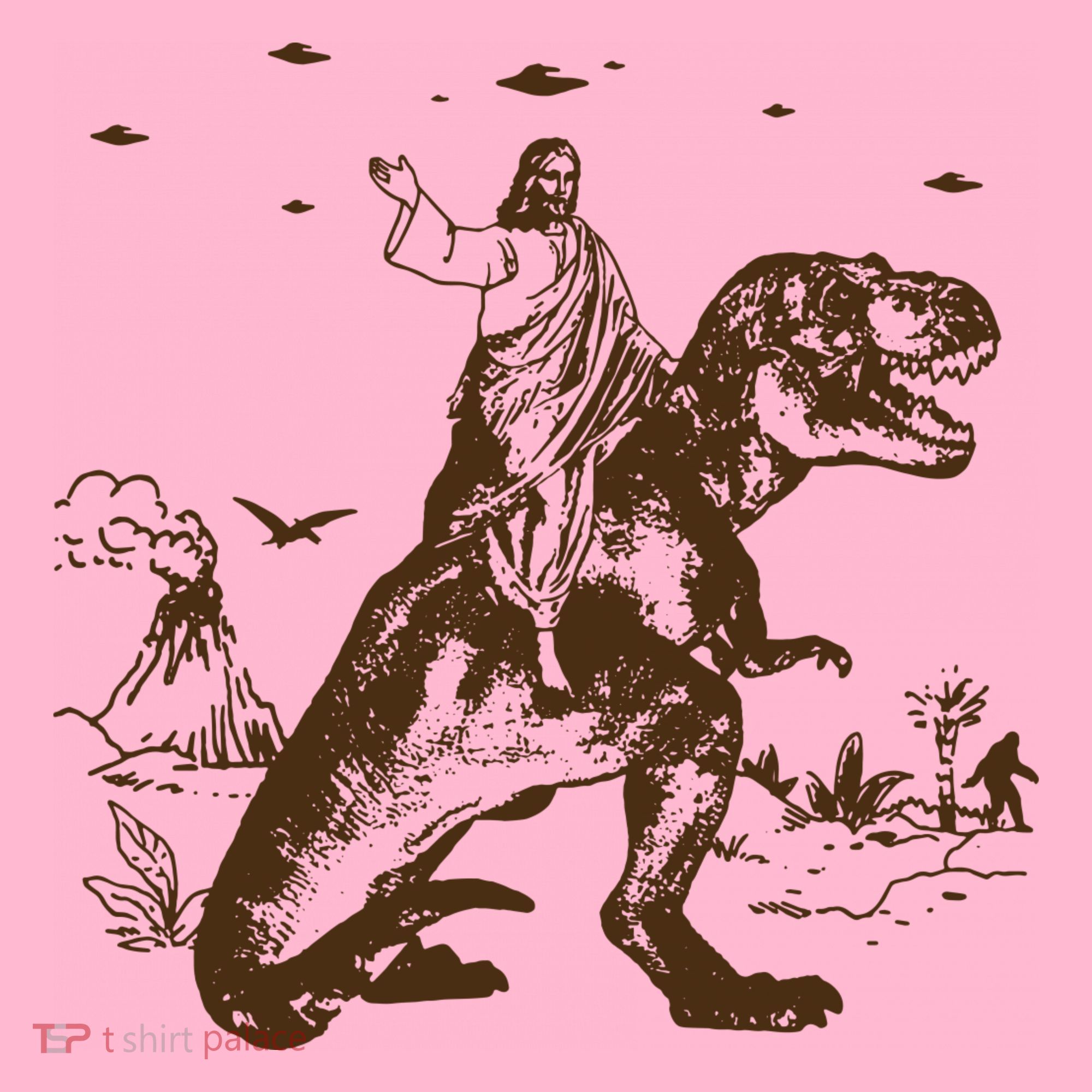Jesus Riding Dinosaur Ufo Funny Coaster