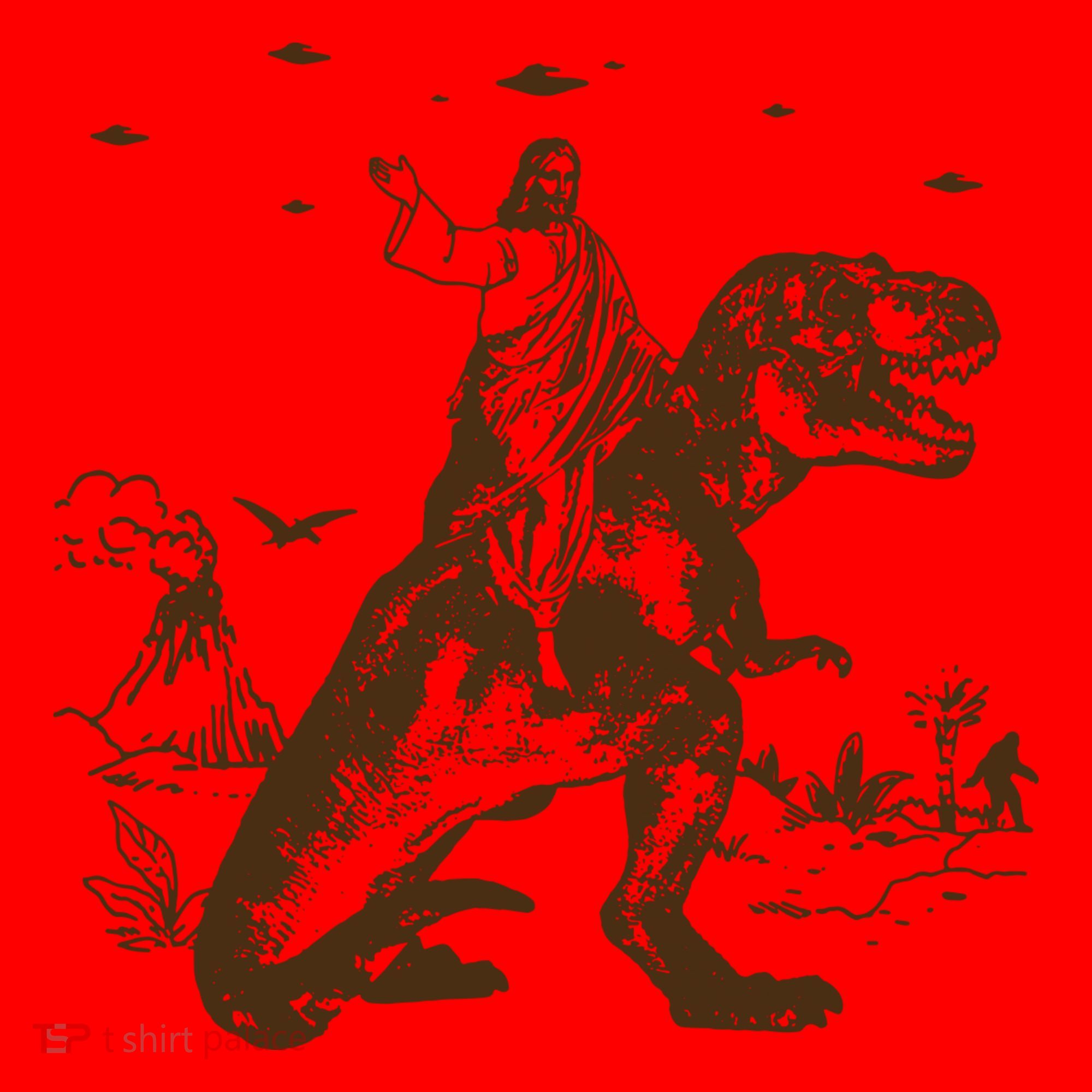 Jesus Riding Dinosaur Ufo Funny Santa Hat