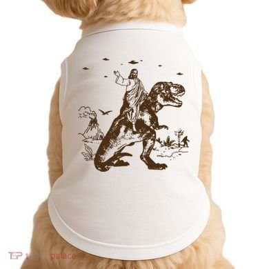 Jesus Riding Dinosaur Ufo Funny Doggie Tank