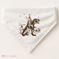Jesus Riding Dinosaur Ufo Funny USA-Made Doggie Bandana thumb 0