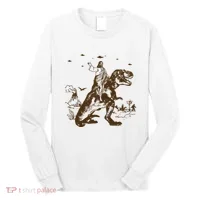 Jesus Riding Dinosaur Ufo Funny Long Sleeve Shirt thumb 0