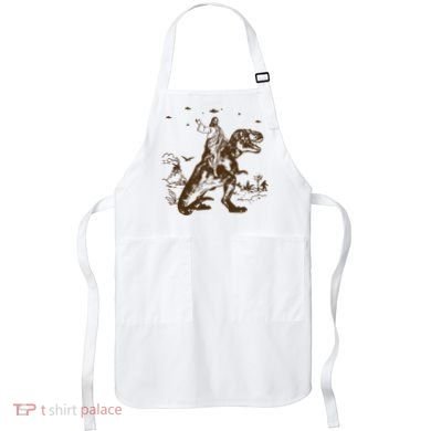 Jesus Riding Dinosaur Ufo Funny Apron