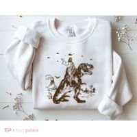 Jesus Riding Dinosaur Ufo Funny Sweatshirt thumb 2