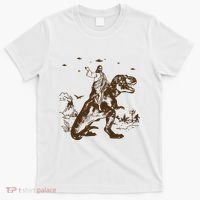 Jesus Riding Dinosaur Ufo Funny T-Shirt thumb 0