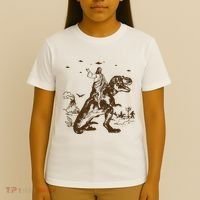 Jesus Riding Dinosaur Ufo Funny T-Shirt thumb 4