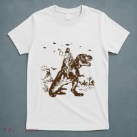 Jesus Riding Dinosaur Ufo Funny T-Shirt thumb 5