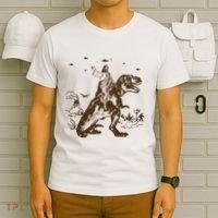 Jesus Riding Dinosaur Ufo Funny T-Shirt thumb 6