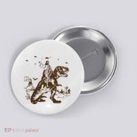 Jesus Riding Dinosaur Ufo Funny Button thumb 0