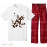 Jesus Riding Dinosaur Ufo Funny Pajama Set thumb 0