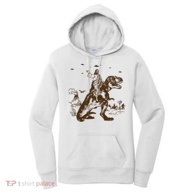 Jesus Riding Dinosaur Ufo Funny Women's Hoodie