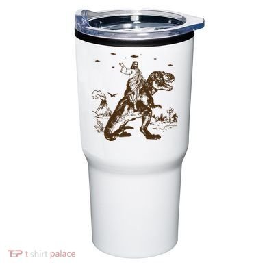 Jesus Riding Dinosaur Ufo Funny Tumbler