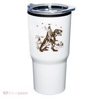 Jesus Riding Dinosaur Ufo Funny Tumbler thumb 0