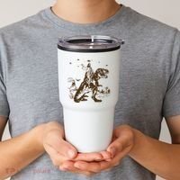 Jesus Riding Dinosaur Ufo Funny Tumbler thumb 2