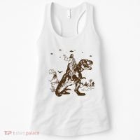 Jesus Riding Dinosaur Ufo Funny Women's Tank Top thumb 0