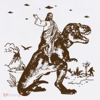 Jesus Riding Dinosaur Ufo Funny Hat thumb 2