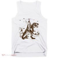 Jesus Riding Dinosaur Ufo Funny Tank Top thumb 0
