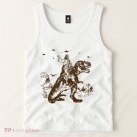 Jesus Riding Dinosaur Ufo Funny Tank Top thumb 2