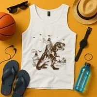 Jesus Riding Dinosaur Ufo Funny Tank Top thumb 4