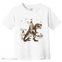 Jesus Riding Dinosaur Ufo Funny Toddler T-Shirt thumb 0