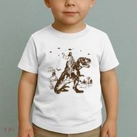 Jesus Riding Dinosaur Ufo Funny Toddler T-Shirt thumb 2