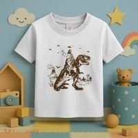 Jesus Riding Dinosaur Ufo Funny Toddler T-Shirt thumb 3