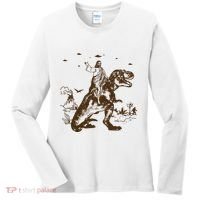 Jesus Riding Dinosaur Ufo Funny Women's Long Sleeve Shirt thumb 0