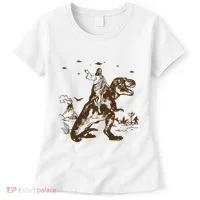 Jesus Riding Dinosaur Ufo Funny Women's T-Shirt thumb 0