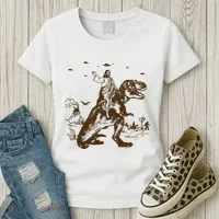 Jesus Riding Dinosaur Ufo Funny Women's T-Shirt thumb 3