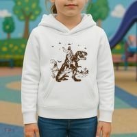 Jesus Riding Dinosaur Ufo Funny Kids Hoodie thumb 3