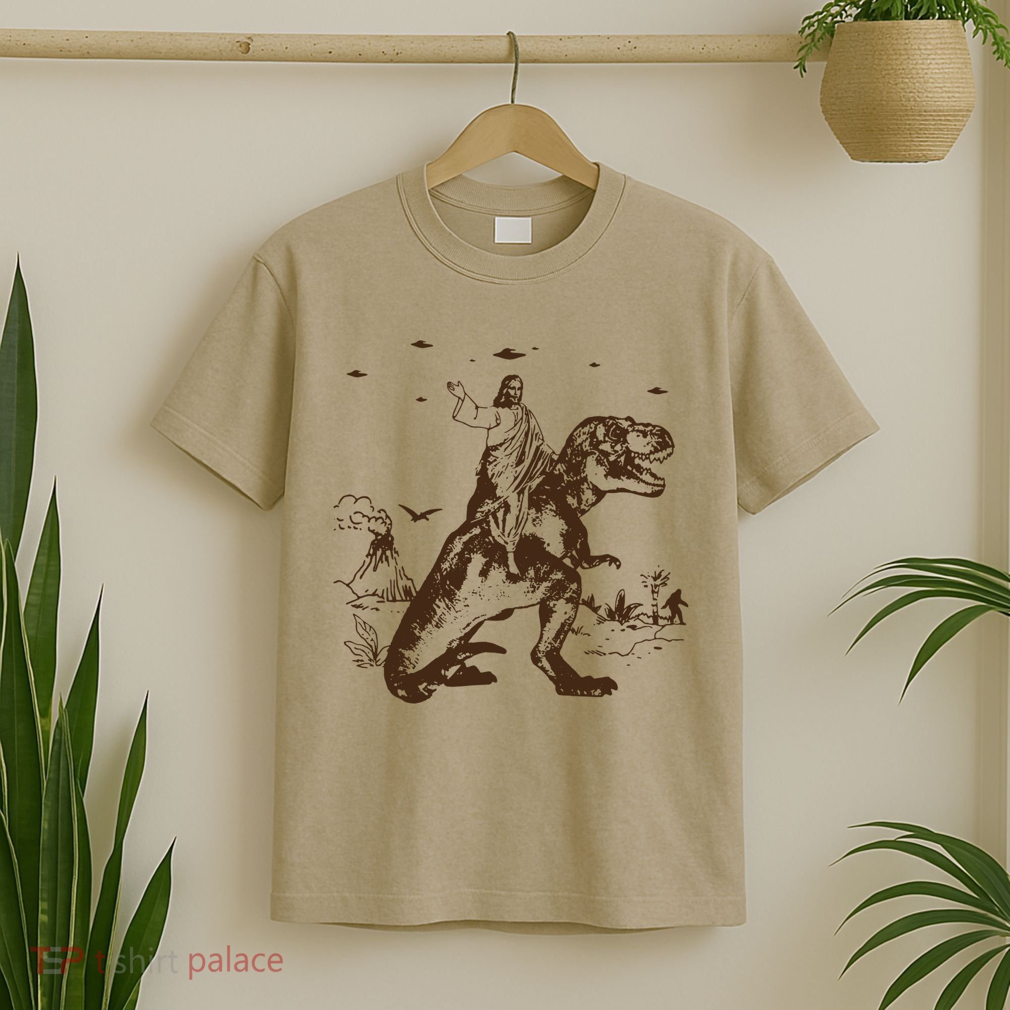 Jesus Riding Dinosaur T Shirt UFO T Shirt Funny T Shirts Offensive Cool T-Shirt