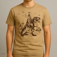 Jesus Riding Dinosaur T Shirt UFO T Shirt Funny T Shirts Offensive Cool T-Shirt thumb 3