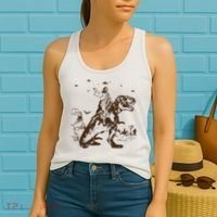 Jesus Riding Dinosaur T Shirt UFO T Shirt Funny T Shirts Offensive Cool Women's Tank Top thumb 2