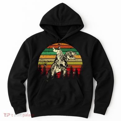Jesus Riding Dinosaur Vintage Hoodie