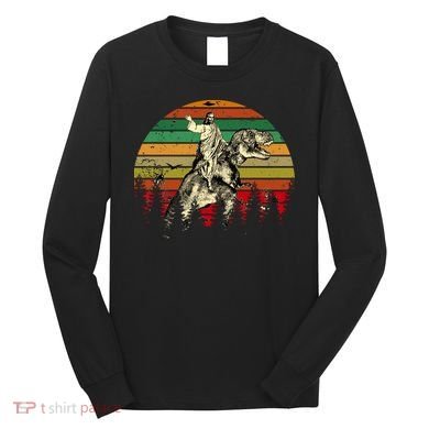 Jesus Riding Dinosaur Vintage Long Sleeve Shirt
