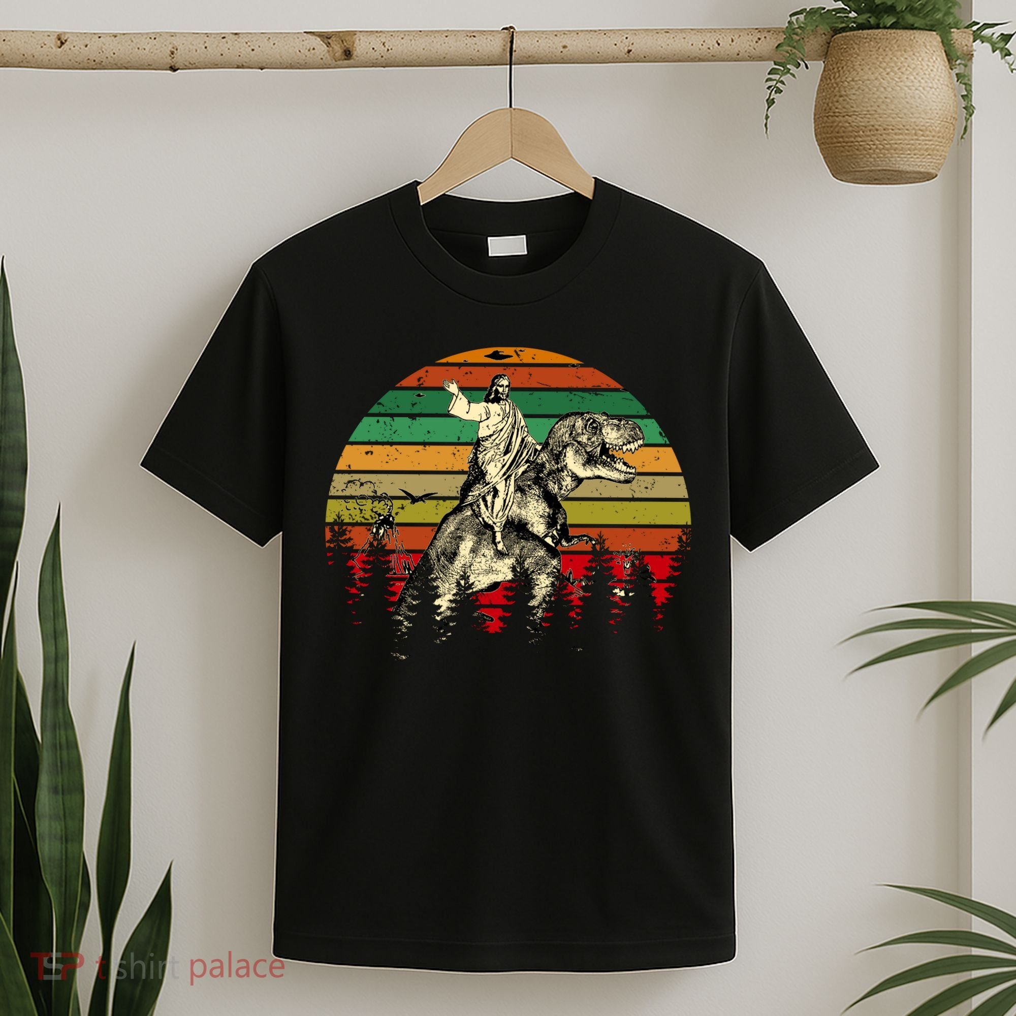 Jesus Riding Dinosaur Vintage T-Shirt