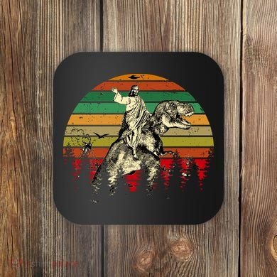 Jesus Riding Dinosaur Vintage Coaster
