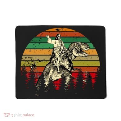 Jesus Riding Dinosaur Vintage Mousepad