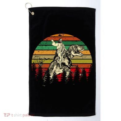 Jesus Riding Dinosaur Vintage Golf Towel