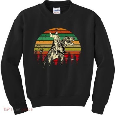 Jesus Riding Dinosaur Vintage Kids Sweatshirt