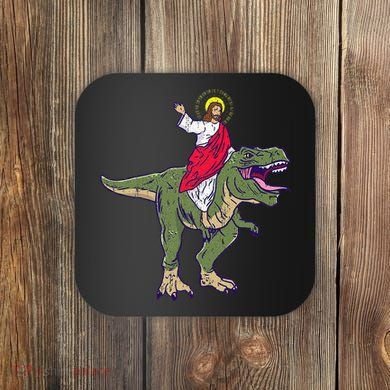 Jesus Riding Dinosaur Vintage Coaster
