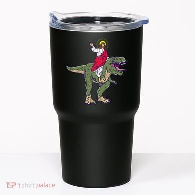 Jesus Riding Dinosaur Vintage Tumbler
