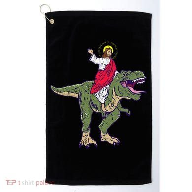 Jesus Riding Dinosaur Vintage Golf Towel
