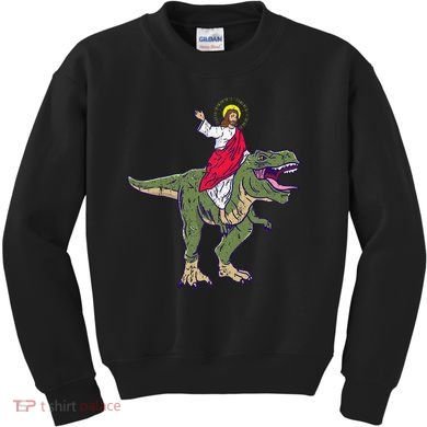 Jesus Riding Dinosaur Vintage Kids Sweatshirt
