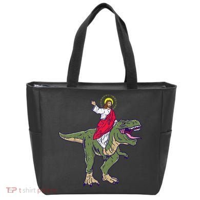 Jesus Riding Dinosaur Vintage Tote Bag