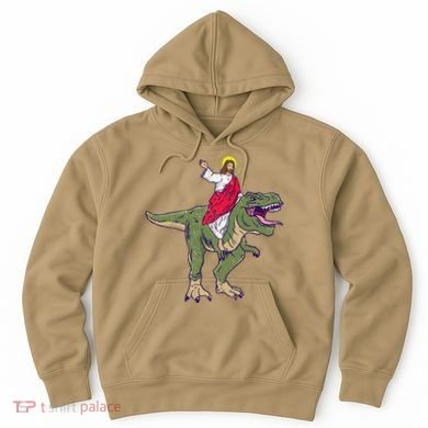 Jesus Riding Dinosaur Vintage Hoodie