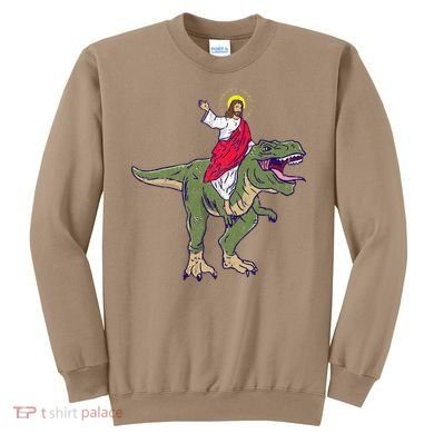 Jesus Riding Dinosaur Vintage Sweatshirt